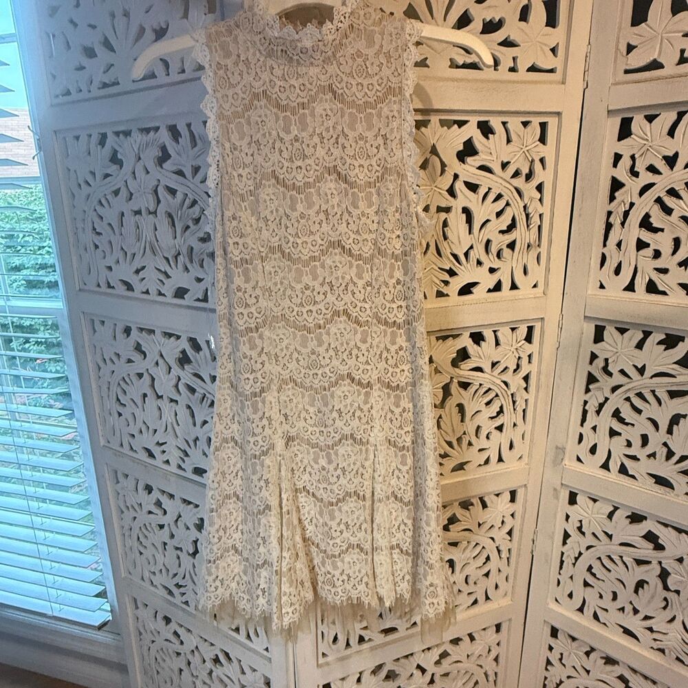 Francesca's Sleeveless white lace skater dress new with tags size small